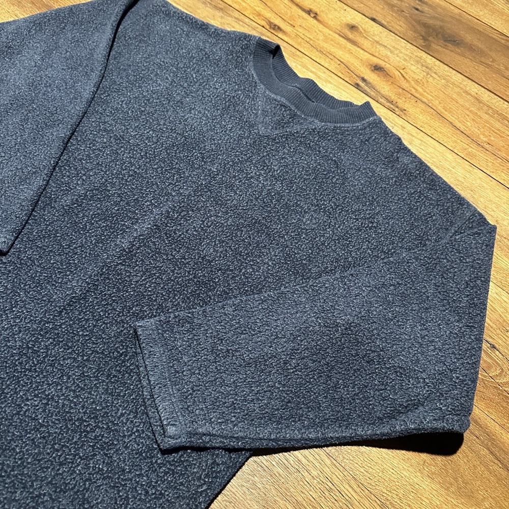 Vintage Bugle Boy Navy Blue Textured Fleece Crewneck Sweatshirt Mens XL